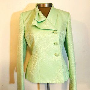 FINAL! NWOT! STUNNING JONES WEAR BOW NECK SOFT LIME CLASSIC GREEN BLAZER